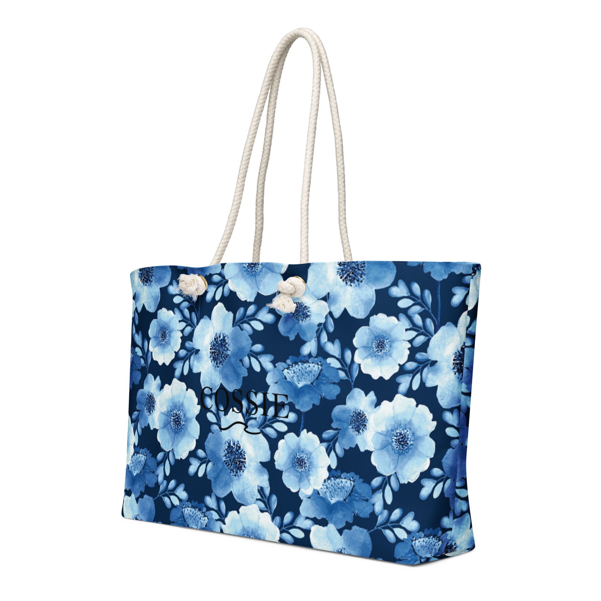 COSSIE Blue Flowers Oversized weekender bag